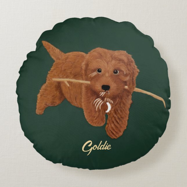 Goldie Doodle Rond Kussen (Voorkant)
