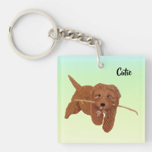 Goldie Golden Doodle Plein Sleutelhanger
