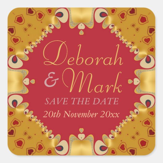 Goldie Hearts Bruiloft Aankondiging Sticker (Voorkant)