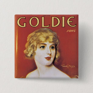Goldie Song Vierkante Button 5,1 Cm