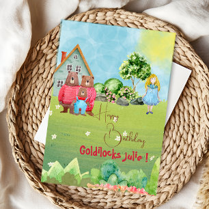Goldilocks en Beren Happy Birthday Kaart