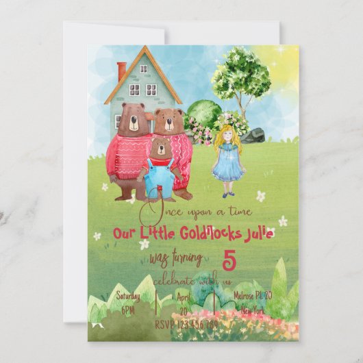 Goldilocks Invitation d'anniversaire (Devant)