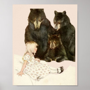 Goldilocks & the 3 Bears Vintage Illustrations Poster