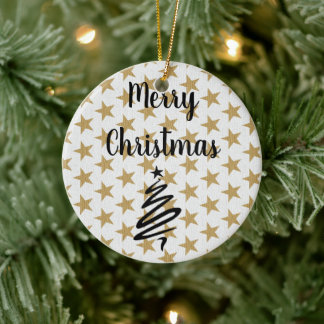 Golds Stars Kerstmis Keramisch Ornament
