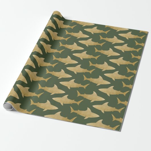 Goldtone Shark Wrapping Paper Cadeaupapier (Uitgerold)