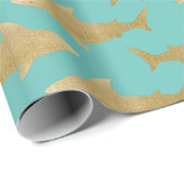 Goldtone Shark Wrapping Paper Cadeaupapier (Rol Hoek)