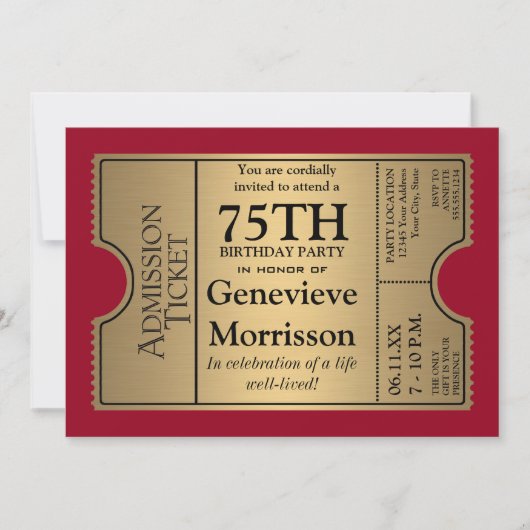 Goldven Ticket Style 75e anniversaire Invitation d (Devant)
