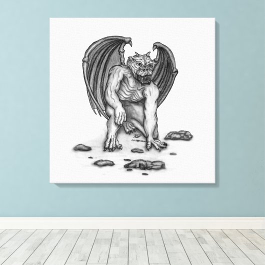 Golem Gargoyle Canvas Afdruk (Insitu (Houten vloer))