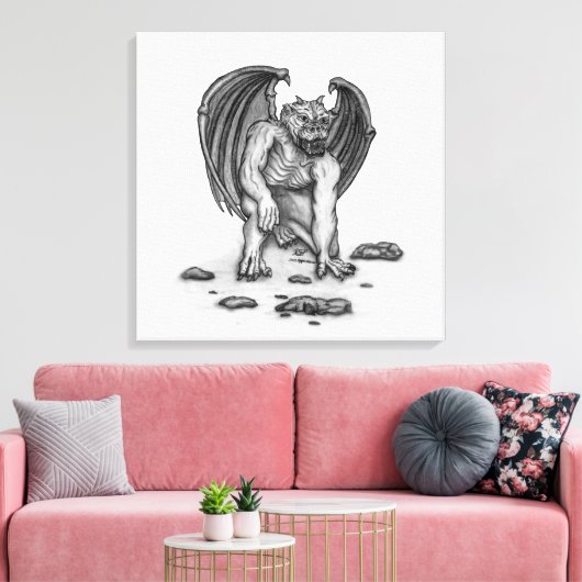 Golem Gargoyle Canvas Afdruk (Insitu (Woonkamer))
