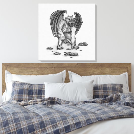 Golem Gargoyle Canvas Afdruk (Insitu (Slaapkamer))