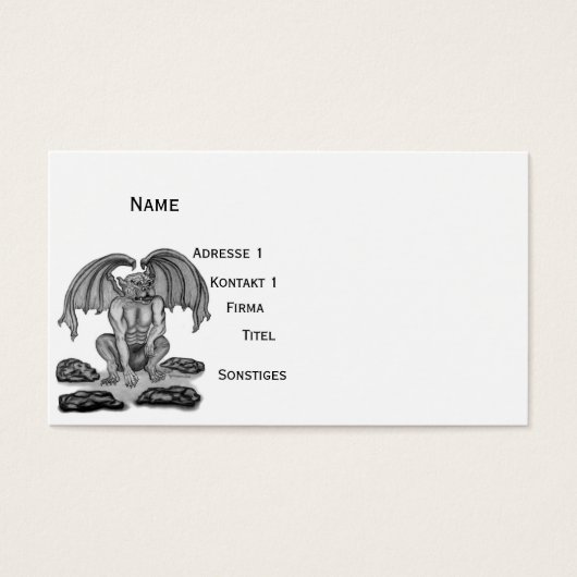 Golem Gargoyle, Design noir et blanc (Devant)