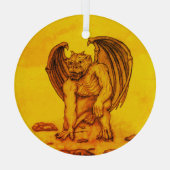 Golem Gargoyle Glas Ornament (Achterkant)