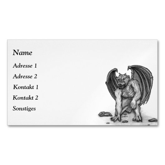 Golem Gargoyle Magnet Carte de visite (devant)