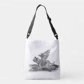 Golem Gargoyle, ontwerp voor zwart-wit Crossbody Tas (Achterkant)