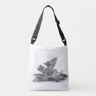 Golem Gargoyle, ontwerp zwart-wit Crossbody Tas