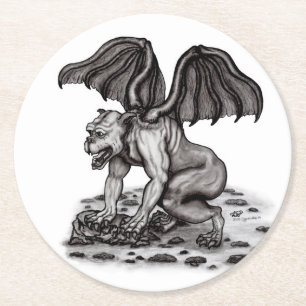 Golem Gargoyle Ronde Kartonnen Onderzetter