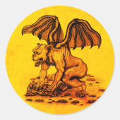 Golem Gargoyle Ronde Sticker (Voorkant)