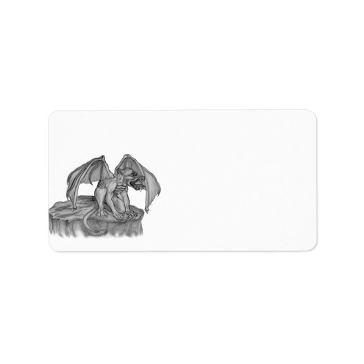GOLEM - Gargoyle zwart-wit design Etiket (Voorkant)