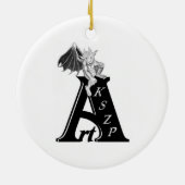 GOLEM - Gargoyle zwart-wit design Keramisch Ornament (Achterkant)