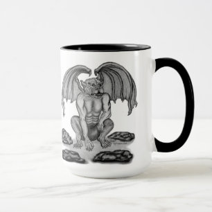 Golem Gargoyle zwart-wit design Mok