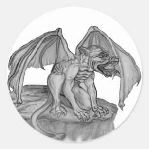 GOLEM - Gargoyle zwart-wit design Ronde Sticker