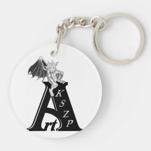 GOLEM - Gargoyle zwart-wit design Sleutelhanger (Achterkant)