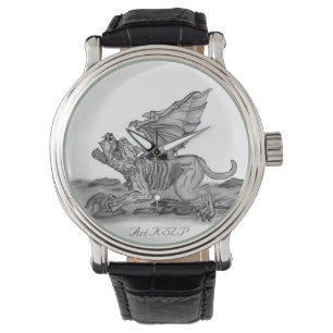 Golem Gargoyle, zwart-wit ontwerp Horloge