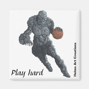 Golem spelen Basketbal Fantasy Art Magnet Magneet