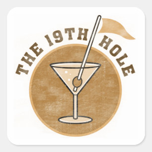 Golf 19th Hole T-shirts en cadeautjes Vierkante Sticker