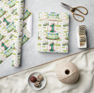 Golf 1e verjaardag 1 jaar oude golfer nummer 1 cadeaupapier