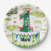 Golf 1e verjaardag 1 jaar oude golfer nummer 1 papieren bordje (Voorkant)