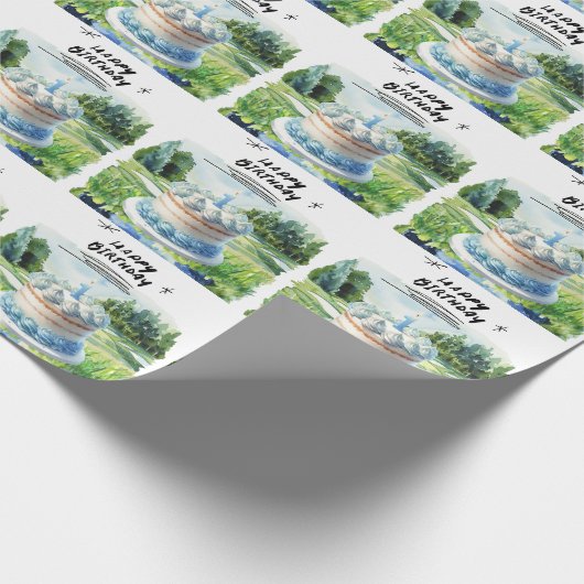 Golf 1e verjaardag een jaar oude golfer cadeaupapier (Hoek)