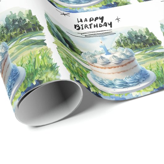 Golf 1e verjaardag een jaar oude golfer cadeaupapier (Rol Hoek)