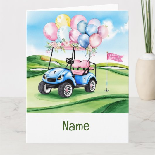 Golf 1e verjaardag een jaar oude golfer kaart (Voorkant)