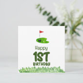 Golf 1e verjaardag een jaar oude golfer kaart (Staand voorkant)