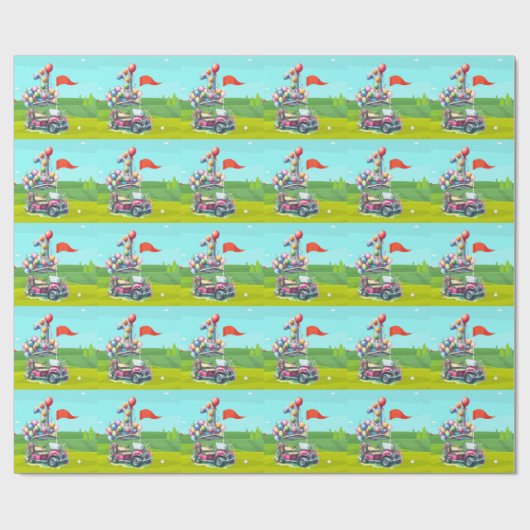 Golf 1e verjaardag een jaar oude golfer met winkel cadeaupapier (Vlak)