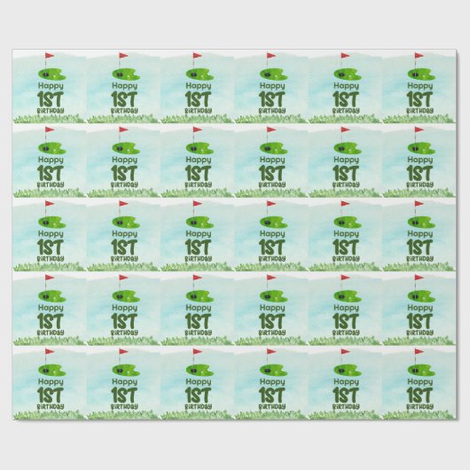 Golf 1e verjaardag een jaar oude golfer met winkel cadeaupapier (Vlak)