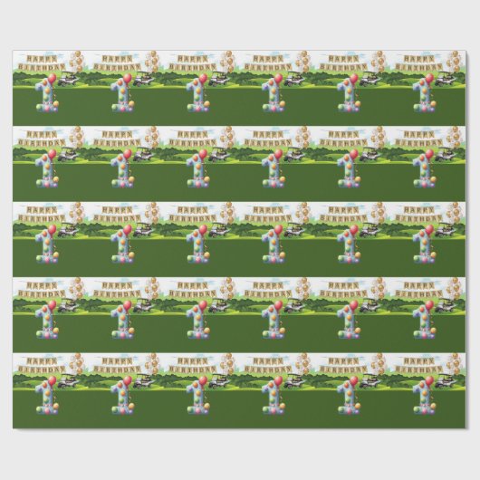 Golf 1e verjaardag een jaar oude golfer met winkel cadeaupapier (Vlak)