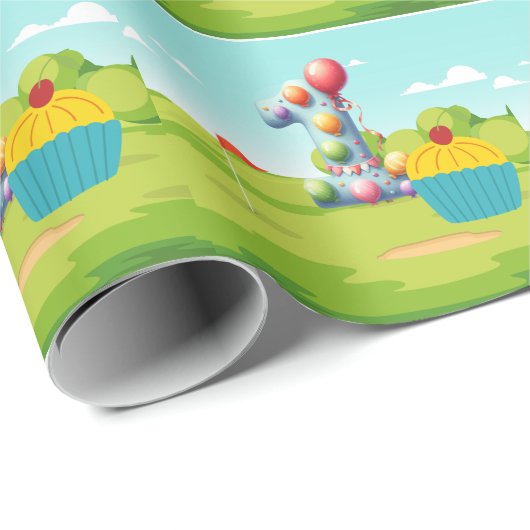 Golf 1e verjaardag een jaar oude golfer met winkel cadeaupapier (Rol Hoek)