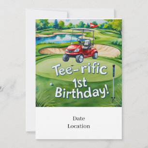 Golf 1e Verjaardag golfer is het draaien van een Kaart