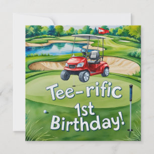 Golf 1e Verjaardag golfer is het draaien van een Kaart