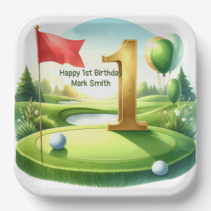Golf 1e verjaardag met als thema Putting Green Papieren Bordje