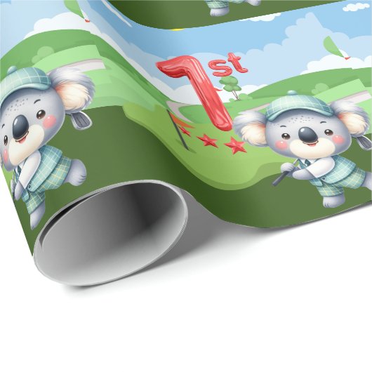 Golf 1e Verjaardag Schattige thema Wrapping Papier (Rol Hoek)