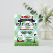 Golf 1e verjaardag Uitnodiging Briefkaart (Staand voorkant)