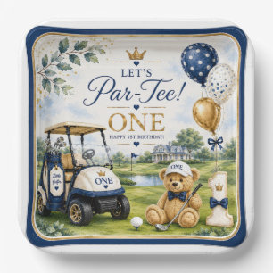 Golf 1e verjaardag vierkante papieren borden bordje