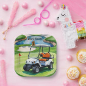 Golf 1e verjaardag voor baby golfer op groen papieren bordje (Feest)