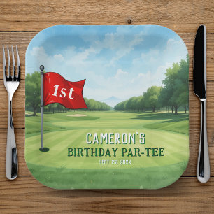 Golf 1e verjaardagsfeestje gat in één papieren bordje