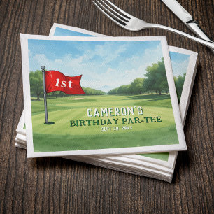 Golf 1e verjaardagsfeestje gat in één servet