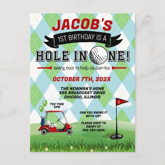 Golf 1er anniversaire Invitation (Devant)