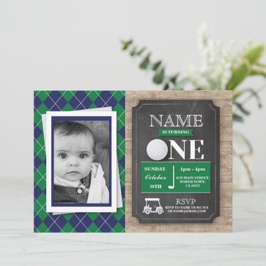 Golf 1er First One 1Anniversaire Invitation photo (Debout devant)